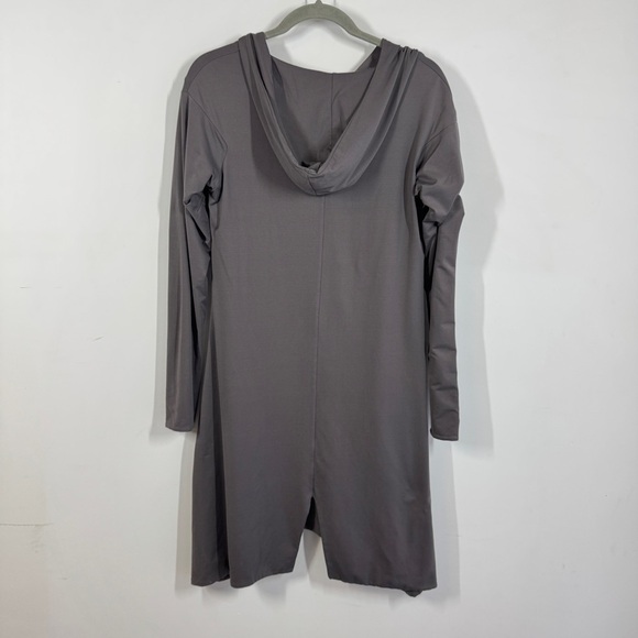 Sarah Pacini Gray Long Sleeve Hooded Minimalist Lagenlook Tunic Dress - Picture 5 of 12
